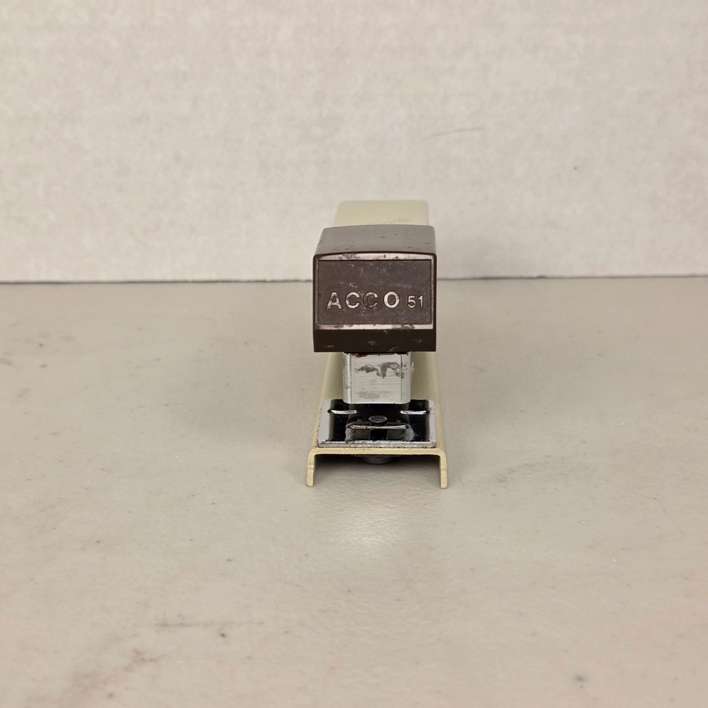 Vintage ACCO 51 Stapler Metal Desk Accessory Beige Brown Mid‎ Century Office